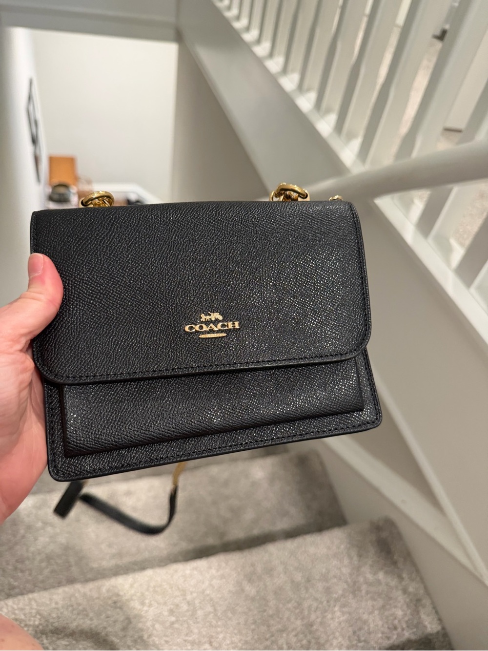 Barely worn Coach Black Leather Crossbody Bag with Gold Hardware